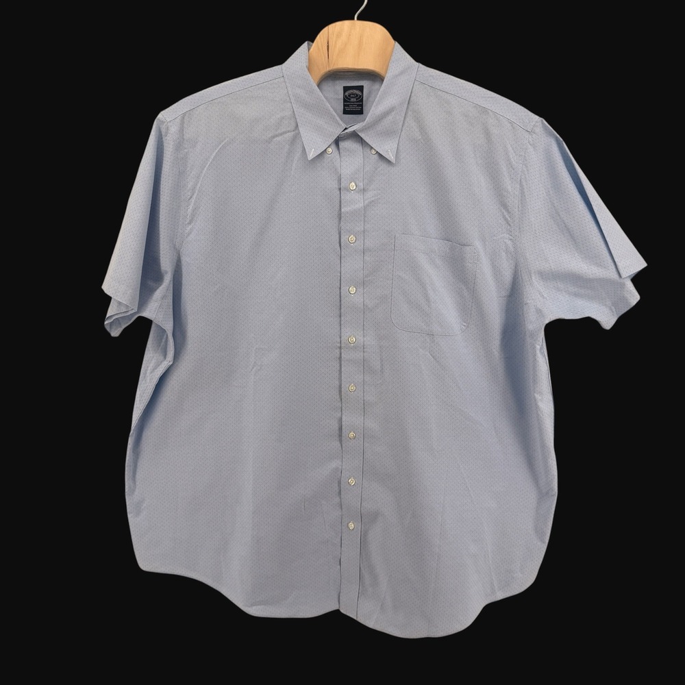 Brooks Brothers 1818 Button Down Men 4XLT Pre-Owned Shirt Blue Microprint Supima